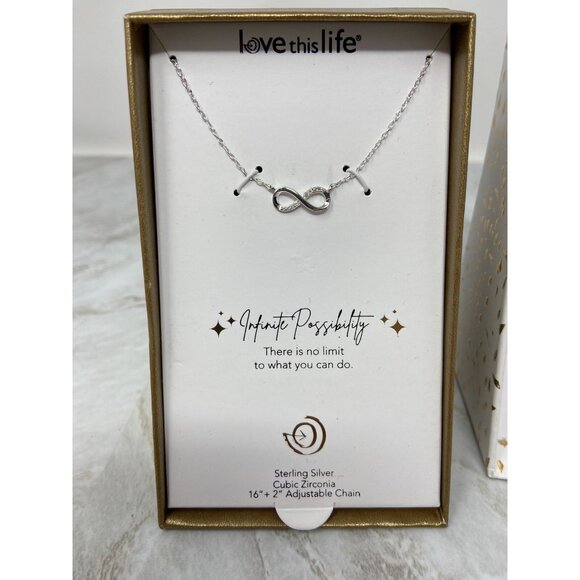 40$ Love this Life~Sterling Silver INSPIRATION Infinity Pendant Necklace - Picture 3 of 5